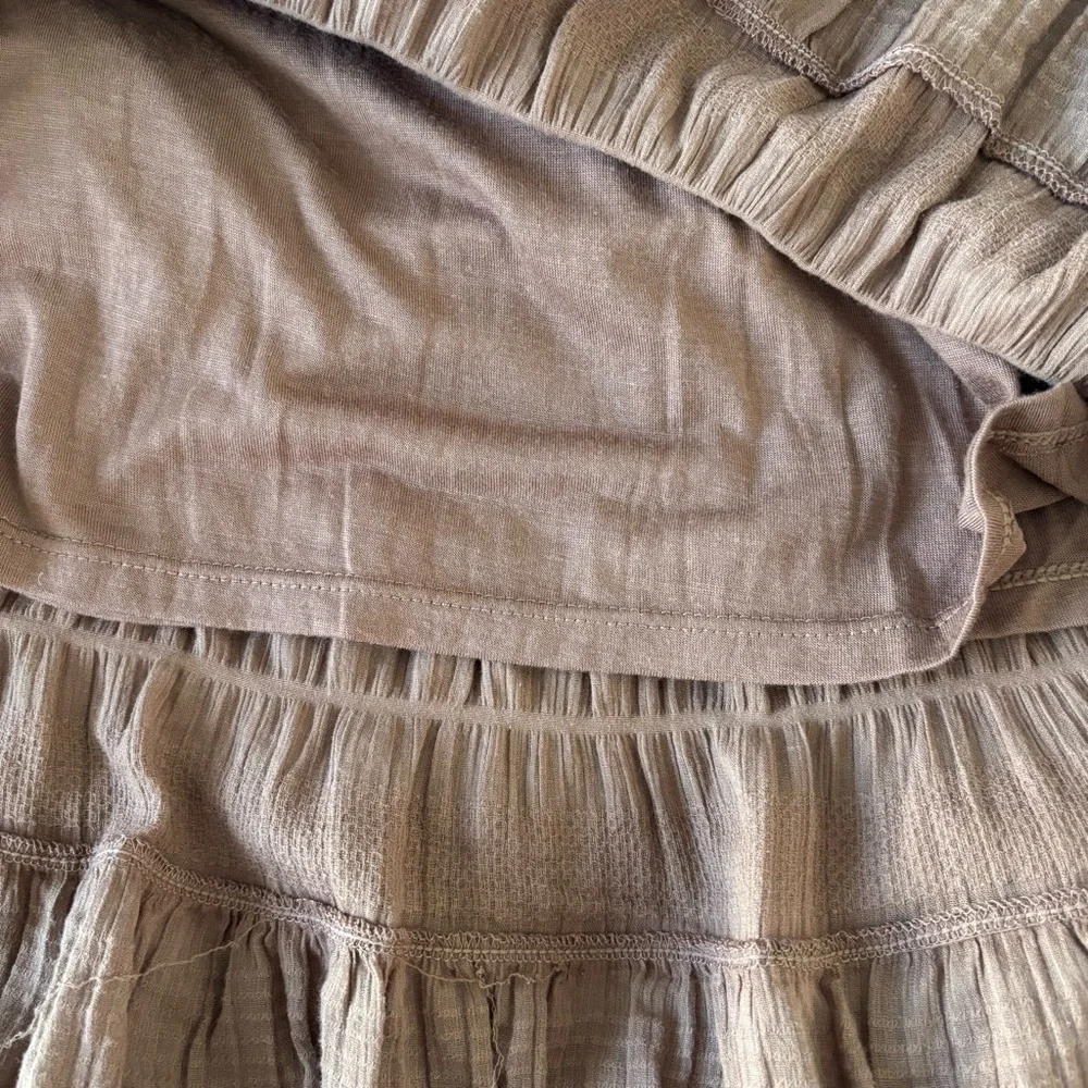 NWT Max Studio Texture Cotton Neutral Brown Tiered Maxi Skirt Earth Toned Boho S - Picture 7 of 8